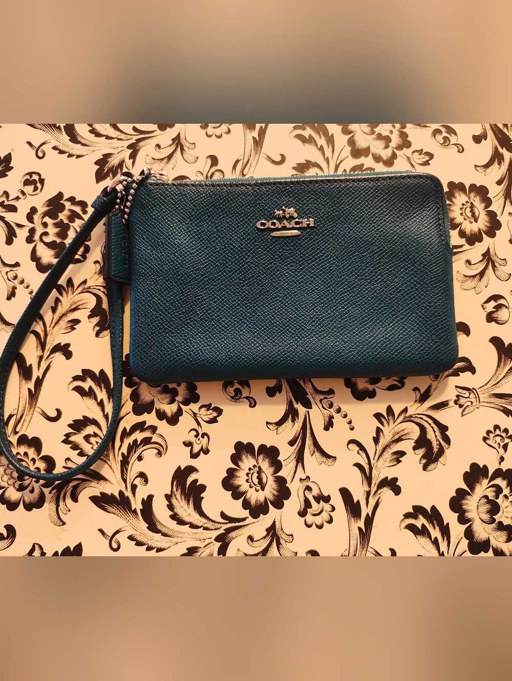 Teal COACH Wristlet Wallet